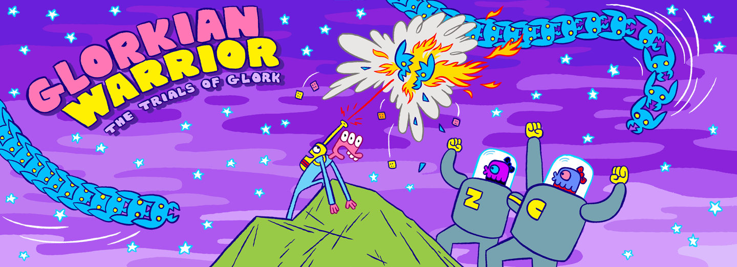 Glorkian Warrior: The Trials of Glork Press Kit - Hilarious Platforming Shoot Em Up Game for Mac, PC, iPhone, iPad, iPod Touch feature image